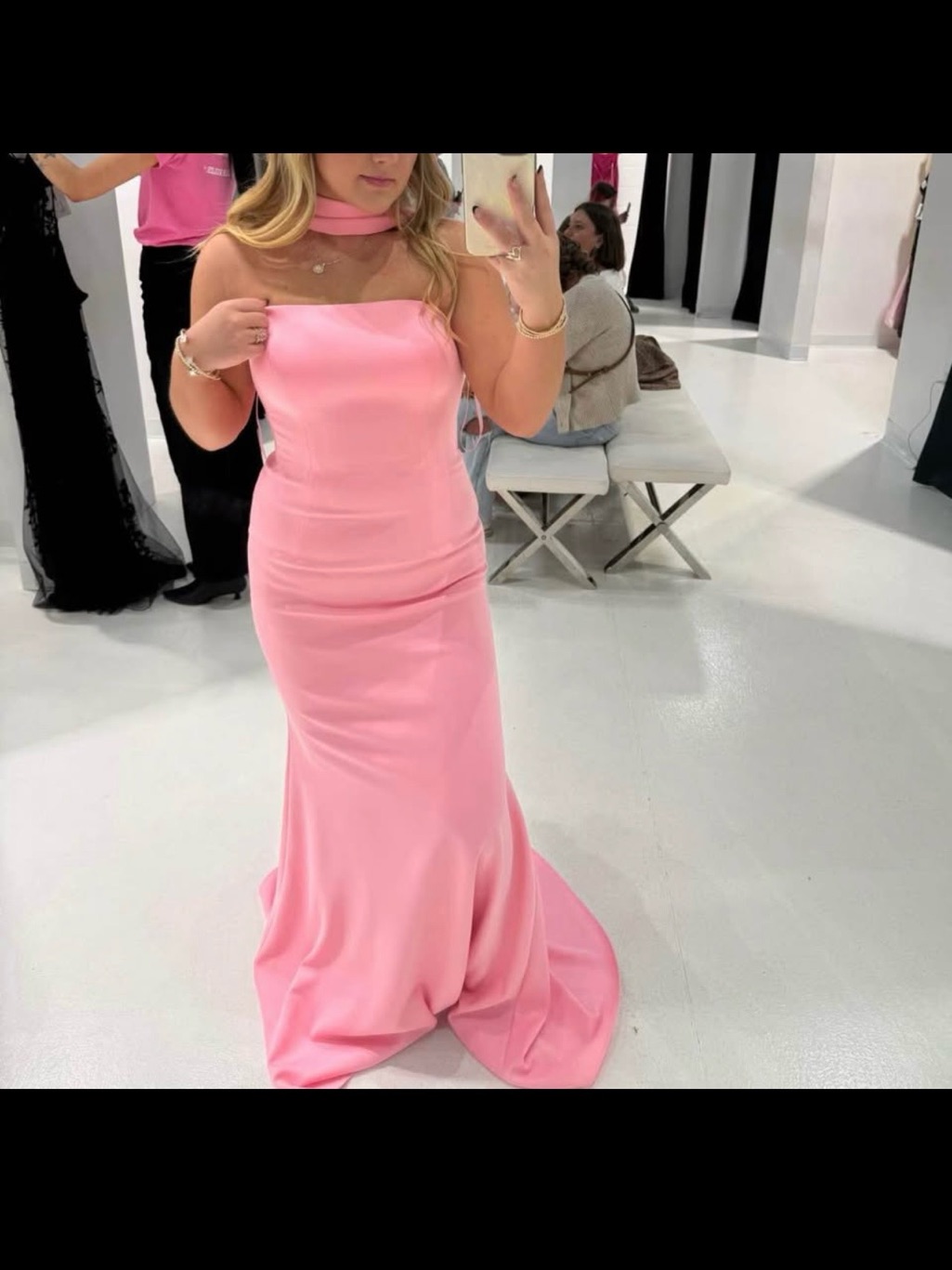 Classic Pink Strapless Evening Gown